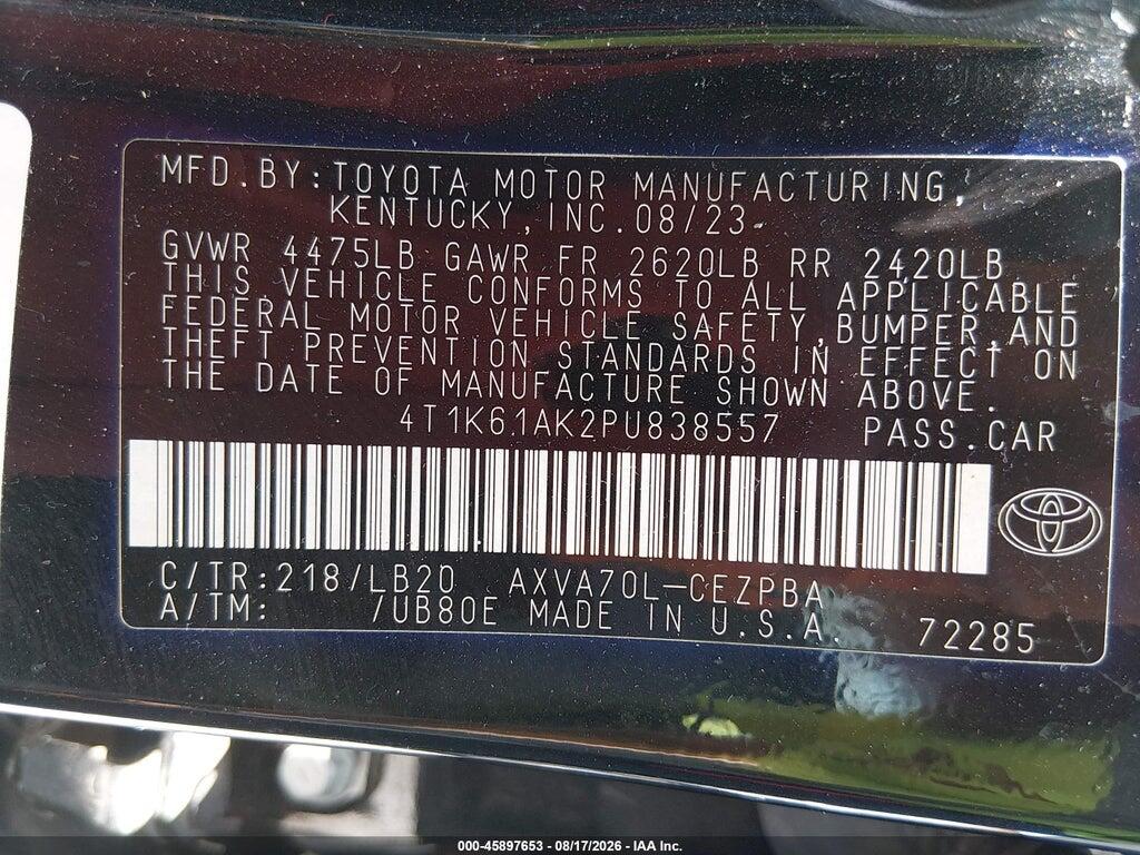 4T1K61AK2PU838557 2023 TOYOTA CAMRY photo no. 9