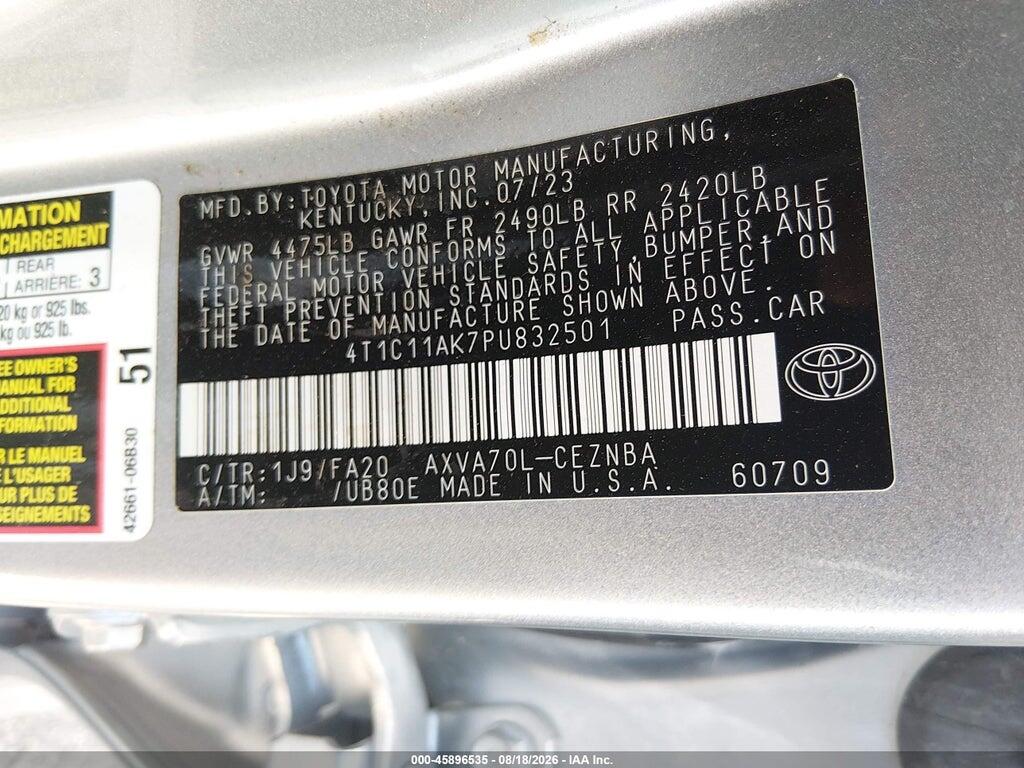 4T1C11AK7PU832501 2023 TOYOTA CAMRY photo no. 9