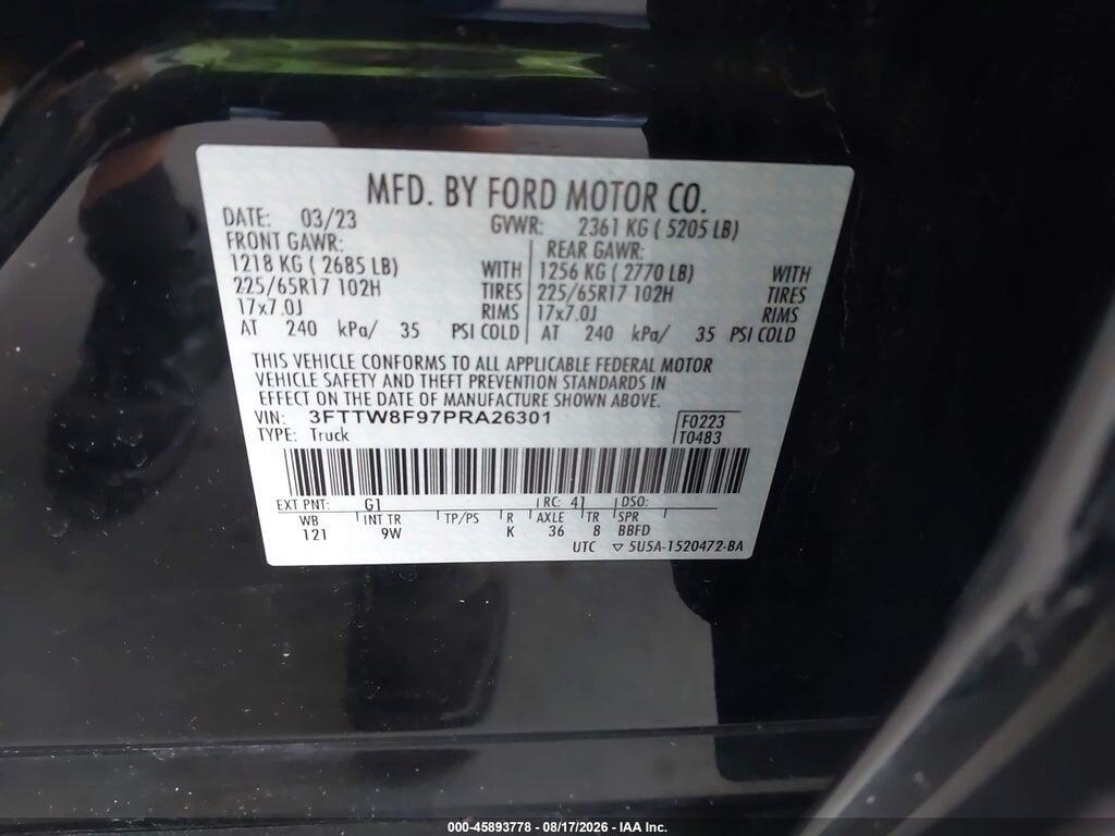 3FTTW8F97PRA26301 2023 FORD MAVERICK photo no. 9
