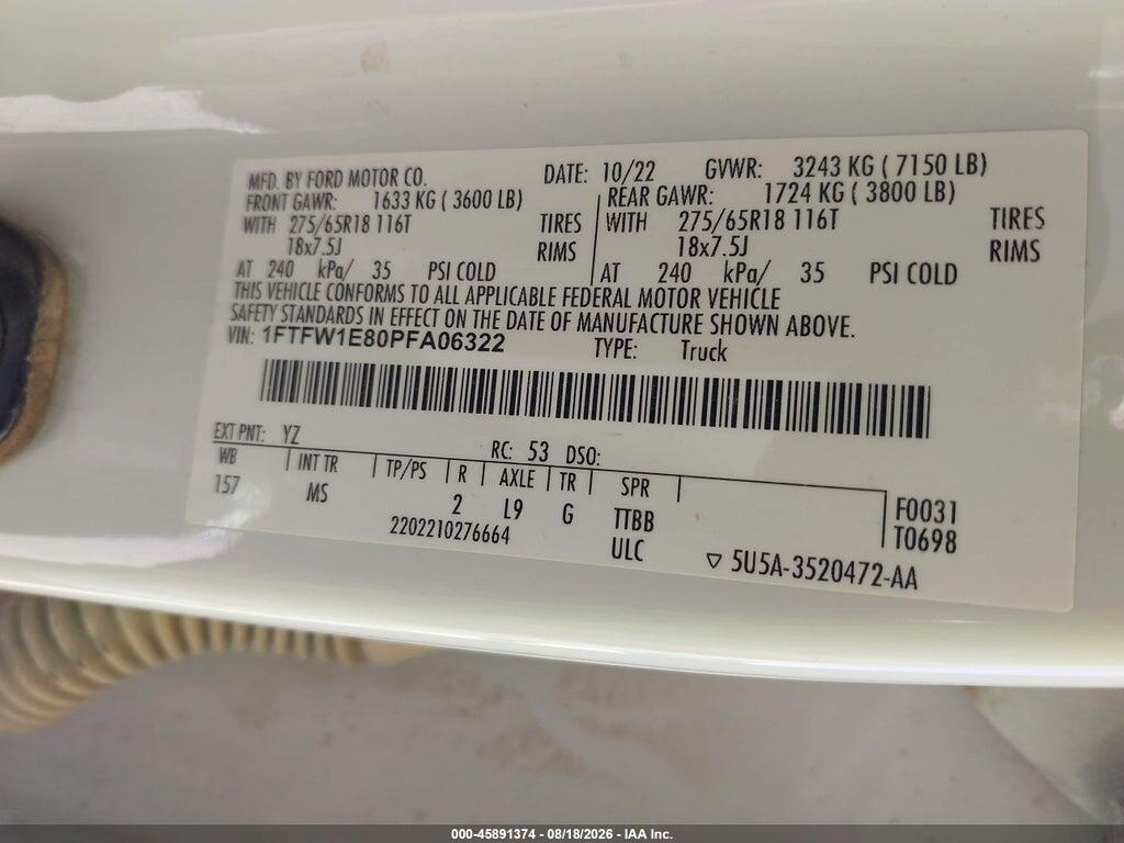 1FTFW1E80PFA06322 2023 FORD F-150 photo no. 9