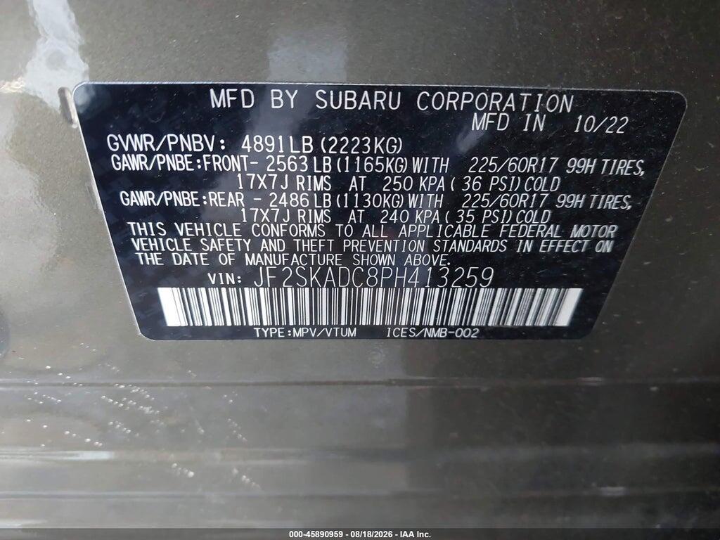 JF2SKADC8PH413259 2023 SUBARU FORESTER photo no. 9