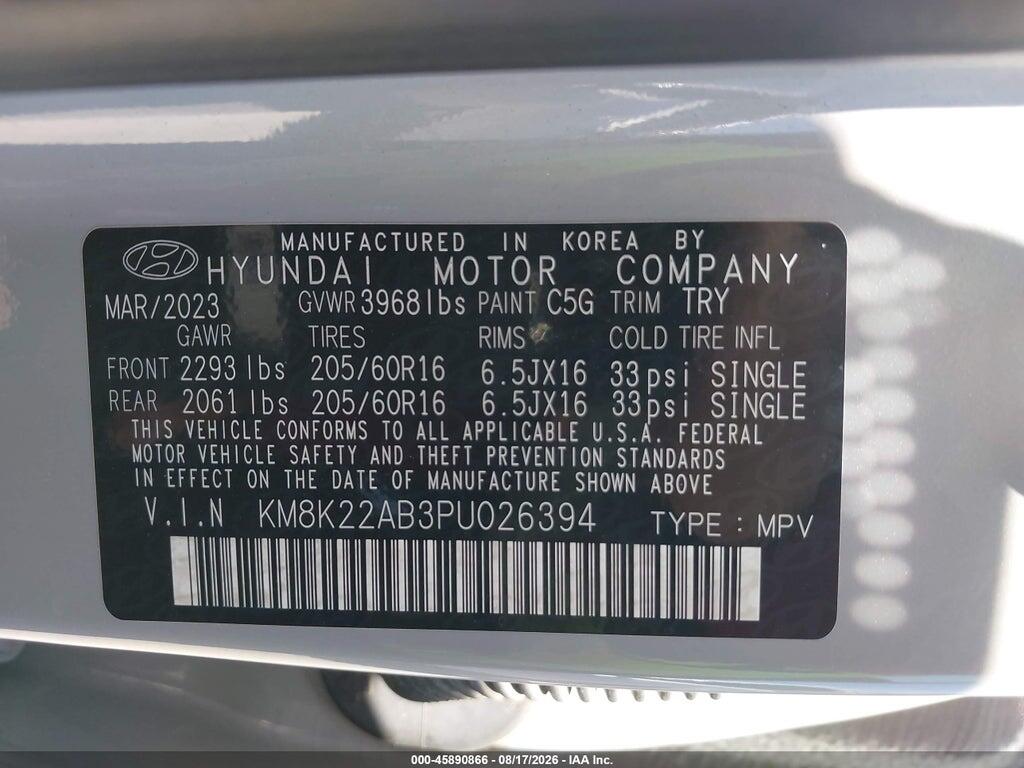 KM8K22AB3PU026394 2023 HYUNDAI KONA photo no. 9