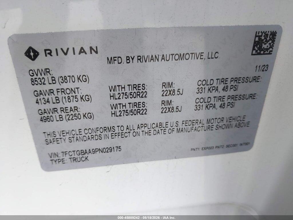 7FPTGBAA9PN029175 2023 RIVIAN R1T photo no. 9