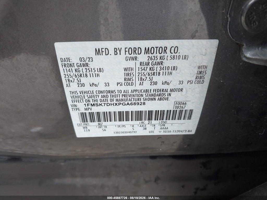 1FMSK7DHXPGA68928 2023 FORD EXPLORER photo no. 9