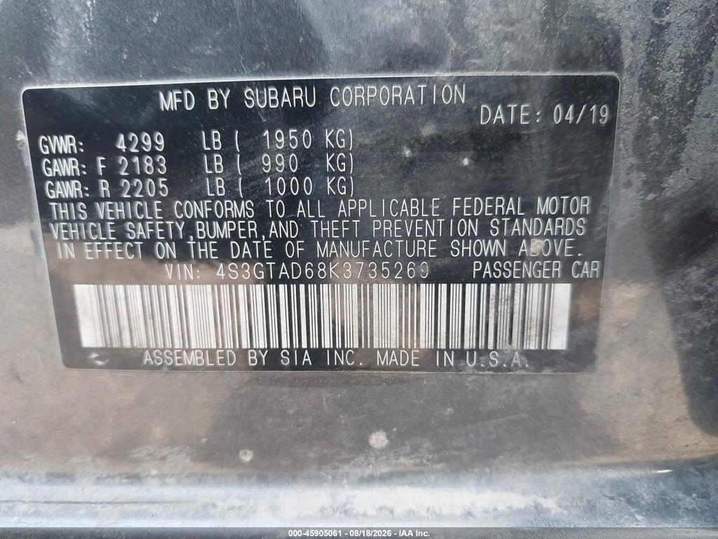 4S3GTAD68K3735269 2019 SUBARU IMPREZA photo no. 9