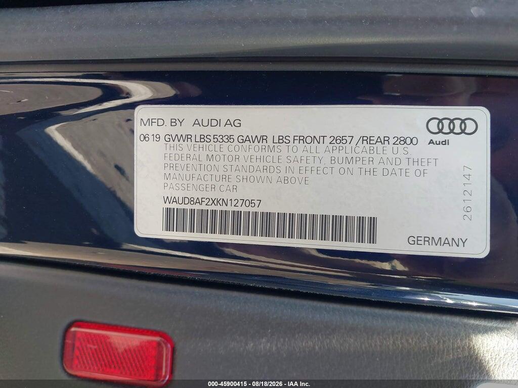 WAUD8AF2XKN127057 2019 AUDI A6 photo no. 9