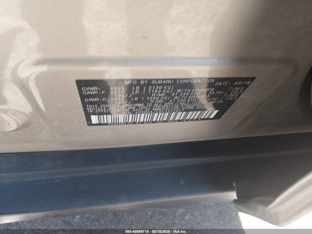 4S4BSAJC5K3323801 2019 SUBARU OUTBACK photo no. 9