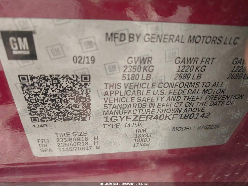 1GYFZER40KF180142 2019 CADILLAC XT4 photo no. 9