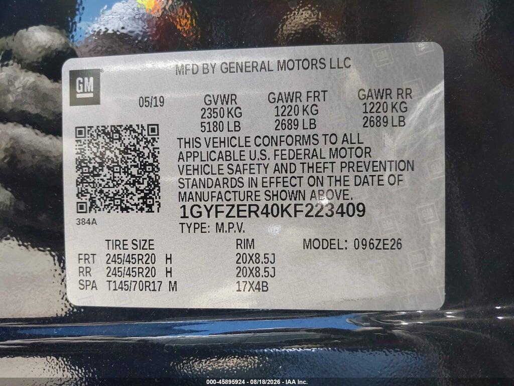 1GYFZER40KF223409 2019 CADILLAC XT4 photo no. 9