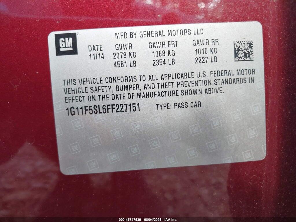 1G11F5SL6FF227151 2015 CHEVROLET MALIBU photo no. 9