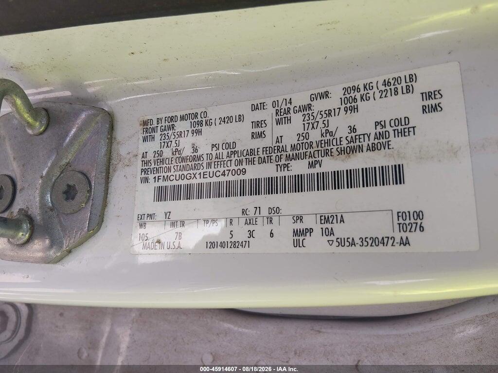 1FMCU0GX1EUC47009 2014 FORD ESCAPE photo no. 9
