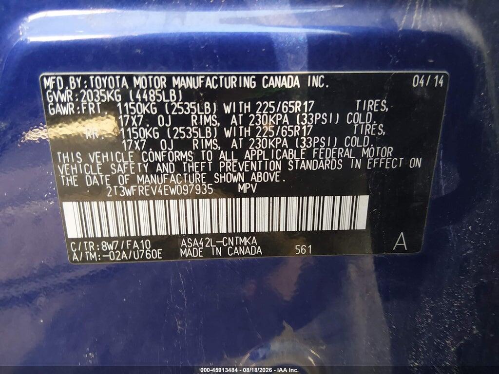 2T3WFREV4EW097935 2014 TOYOTA RAV4 photo no. 9