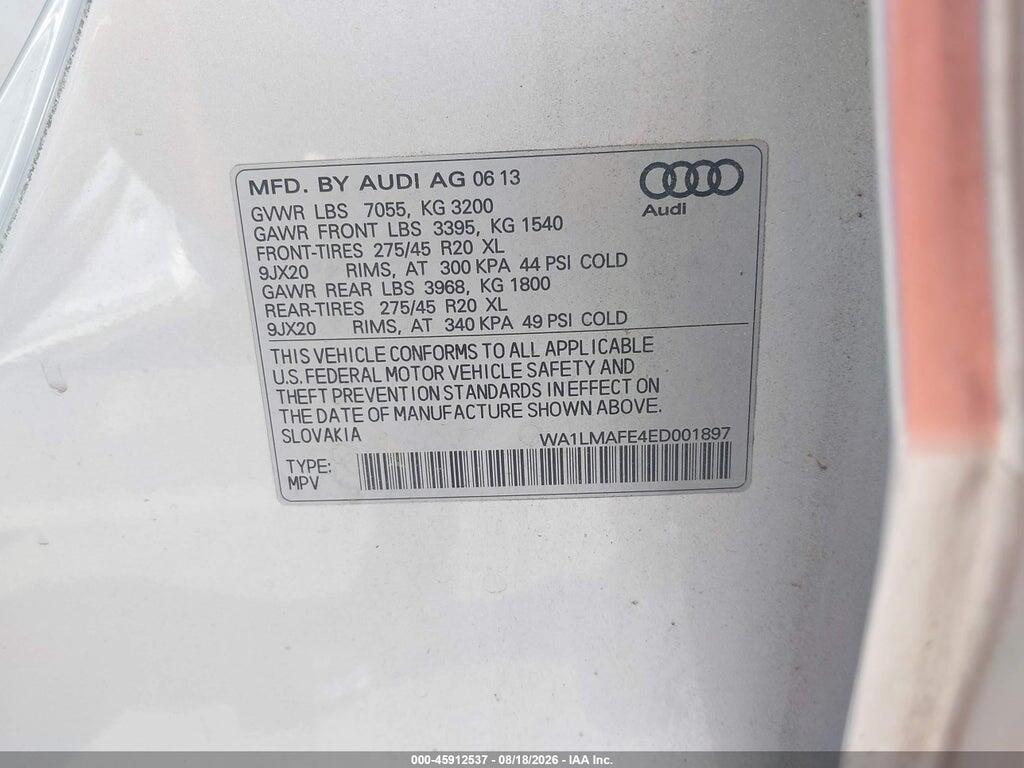 WA1LMAFE4ED001897 2014 AUDI Q7 photo no. 9