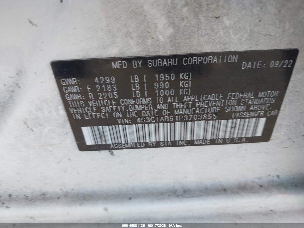 4S3GTAB61P3703855 2023 SUBARU IMPREZA photo no. 9