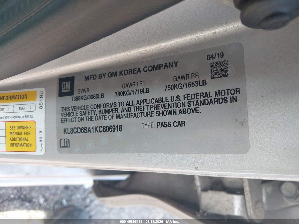 KL8CD6SA1KC806918 2019 CHEVROLET SPARK photo no. 9