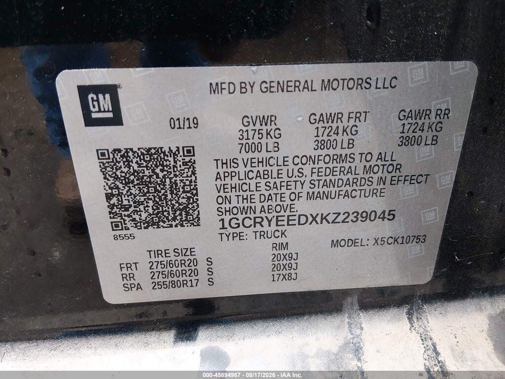 1GCRYEEDXKZ239045 2019 CHEVROLET SILVERADO 1500 photo no. 9