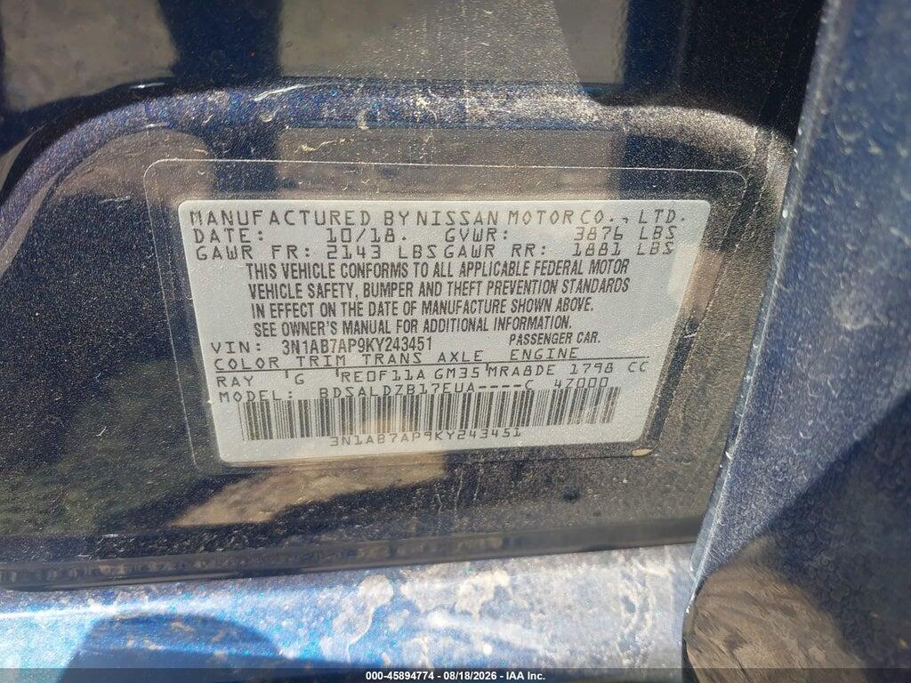3N1AB7AP9KY243451 2019 NISSAN SENTRA photo no. 9