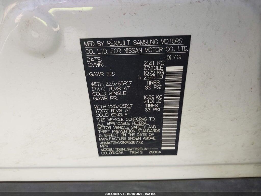 KNMAT2MV3KP536772 2019 NISSAN ROGUE photo no. 9