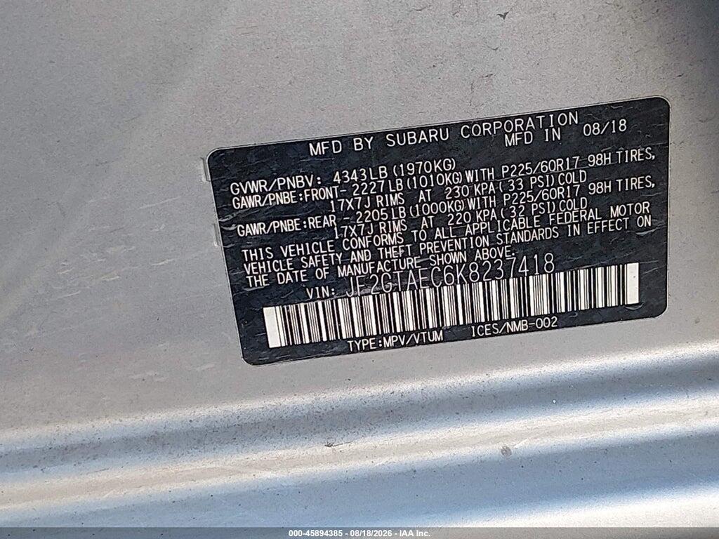 JF2GTAEC6K8237418 2019 SUBARU CROSSTREK photo no. 9