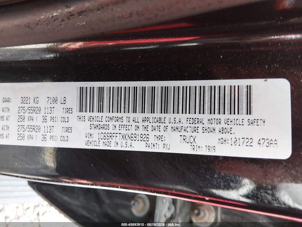 1C6SRFFTXKN691926 2019 RAM 1500 photo no. 9
