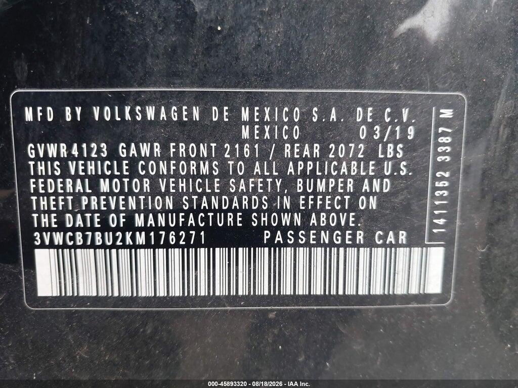 3VWCB7BU2KM176271 2019 VOLKSWAGEN JETTA photo no. 9