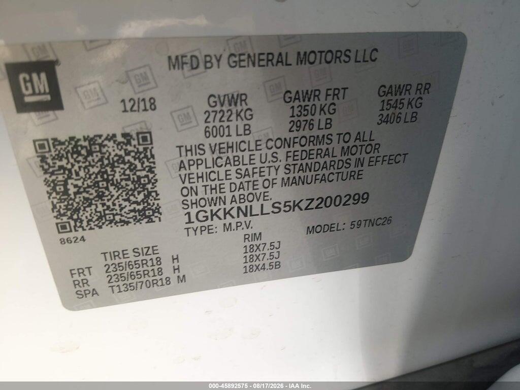 1GKKNLLS5KZ200299 2019 GMC ACADIA photo no. 9