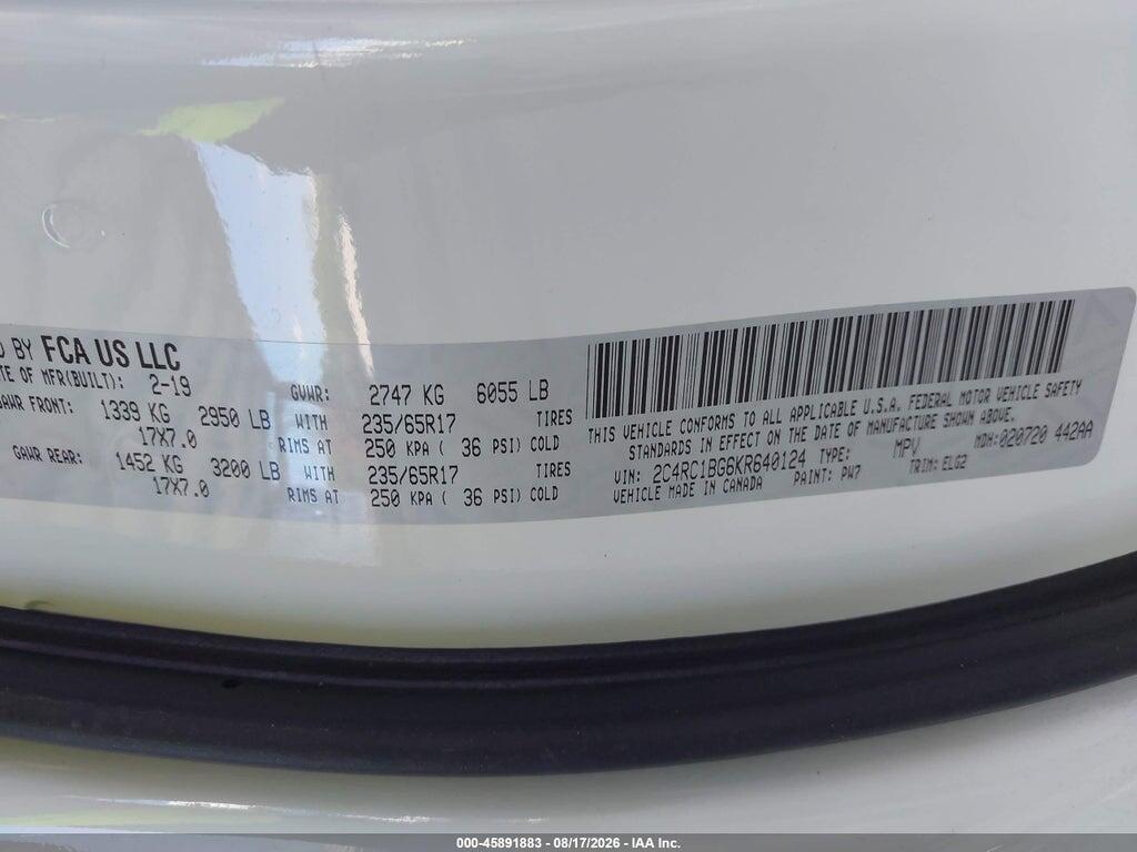 2C4RC1BG6KR640124 2019 CHRYSLER PACIFICA photo no. 9