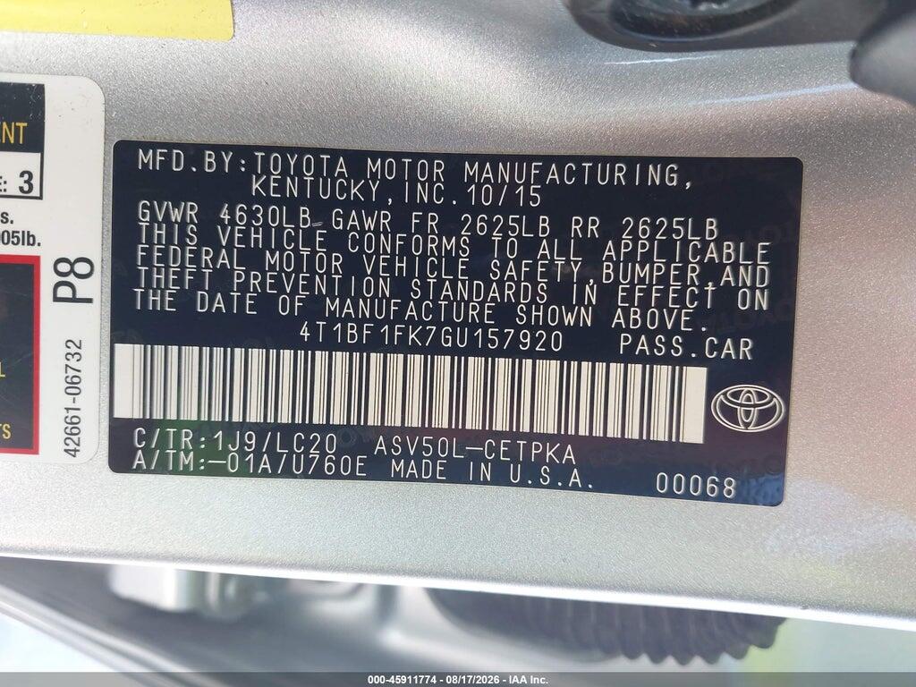 4T1BF1FK7GU157920 2016 TOYOTA CAMRY photo no. 9