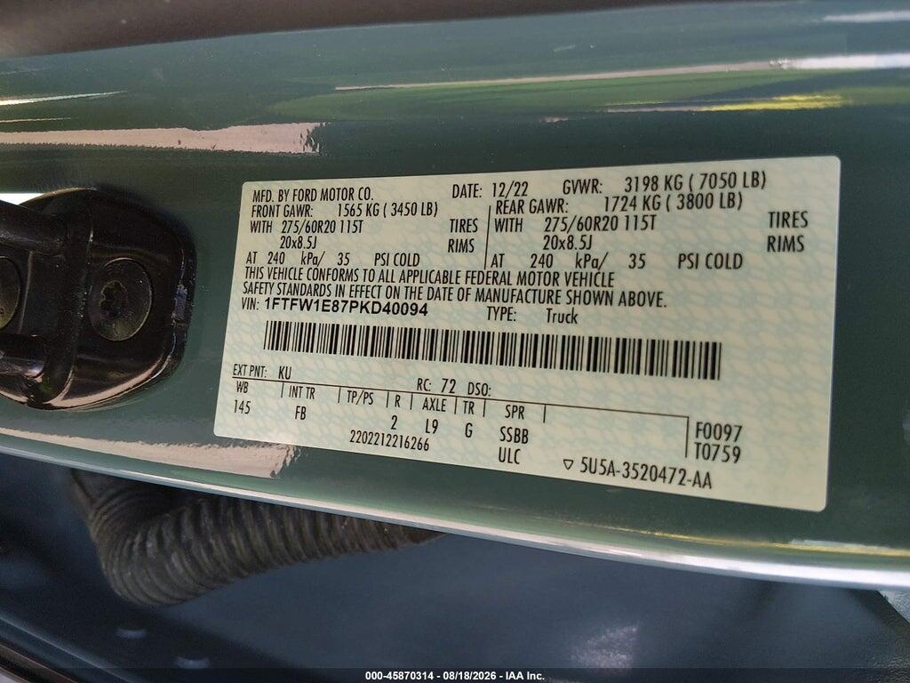 1FTFW1E87PKD40094 2023 FORD F-150 photo no. 9