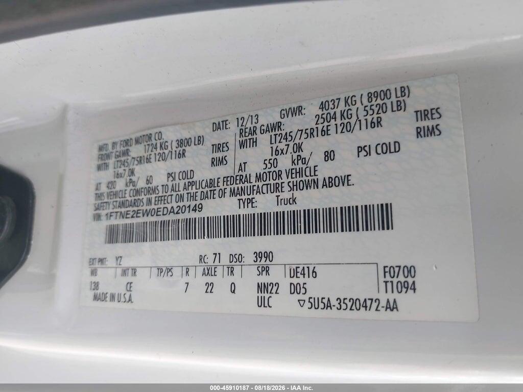 1FTNE2EW0EDA20149 2014 FORD E-250 photo no. 9
