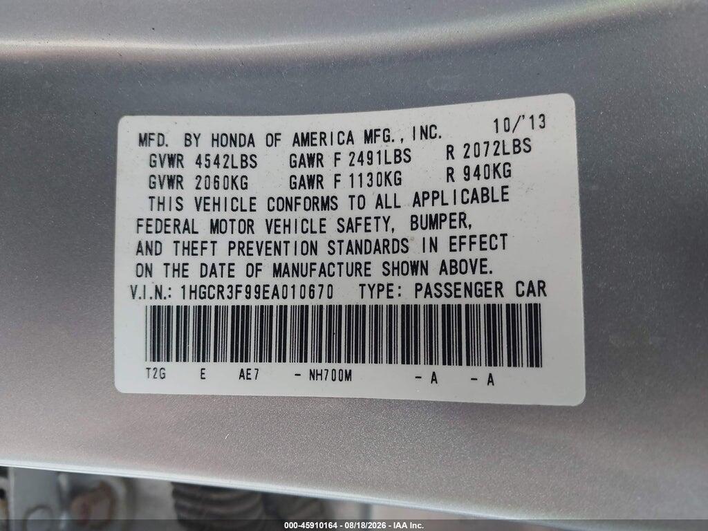 1HGCR3F99EA010670 2014 HONDA ACCORD photo no. 9