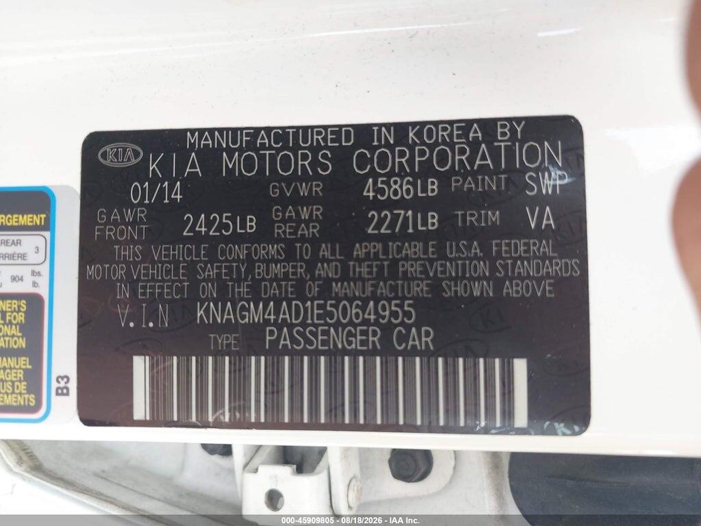 KNAGM4AD1E5064955 2014 KIA OPTIMA HYBRID photo no. 9