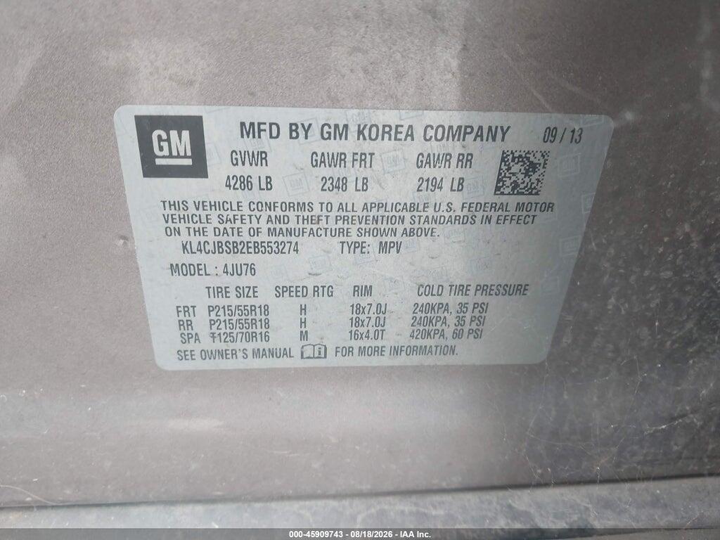 KL4CJBSB2EB553274 2014 BUICK ENCORE photo no. 9