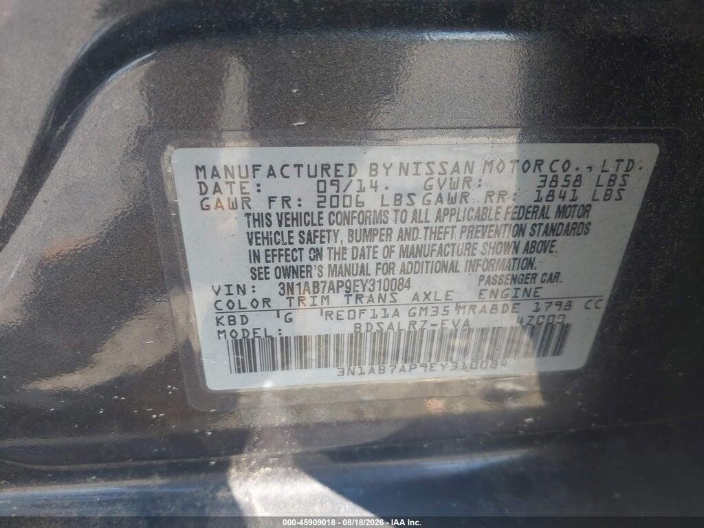 3N1AB7AP9EY310084 2014 NISSAN SENTRA photo no. 9