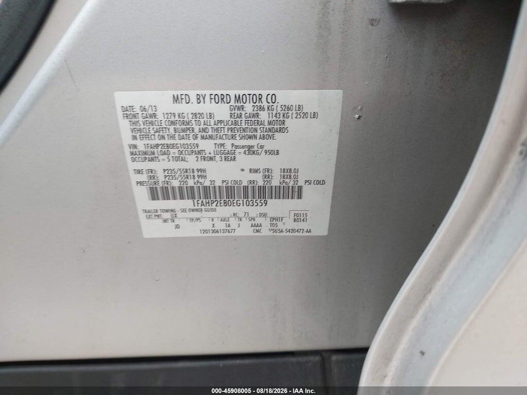 1FAHP2E80EG103559 2014 FORD TAURUS photo no. 9
