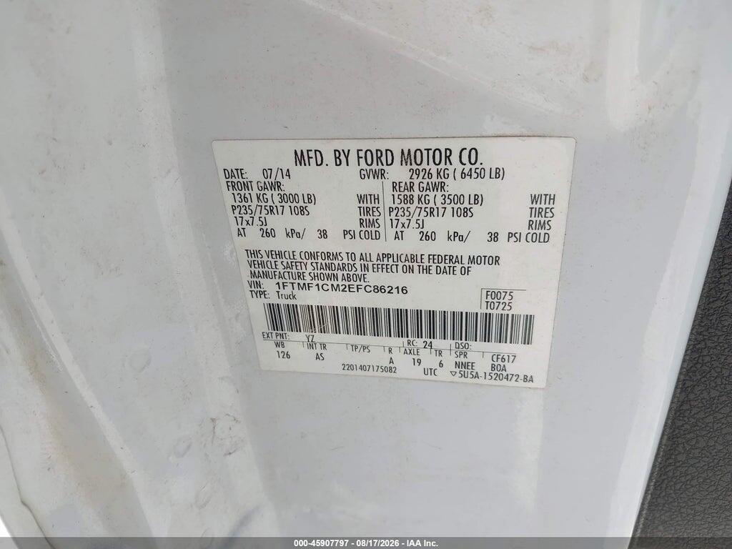 1FTMF1CM2EFC86216 2014 FORD F-150 photo no. 9