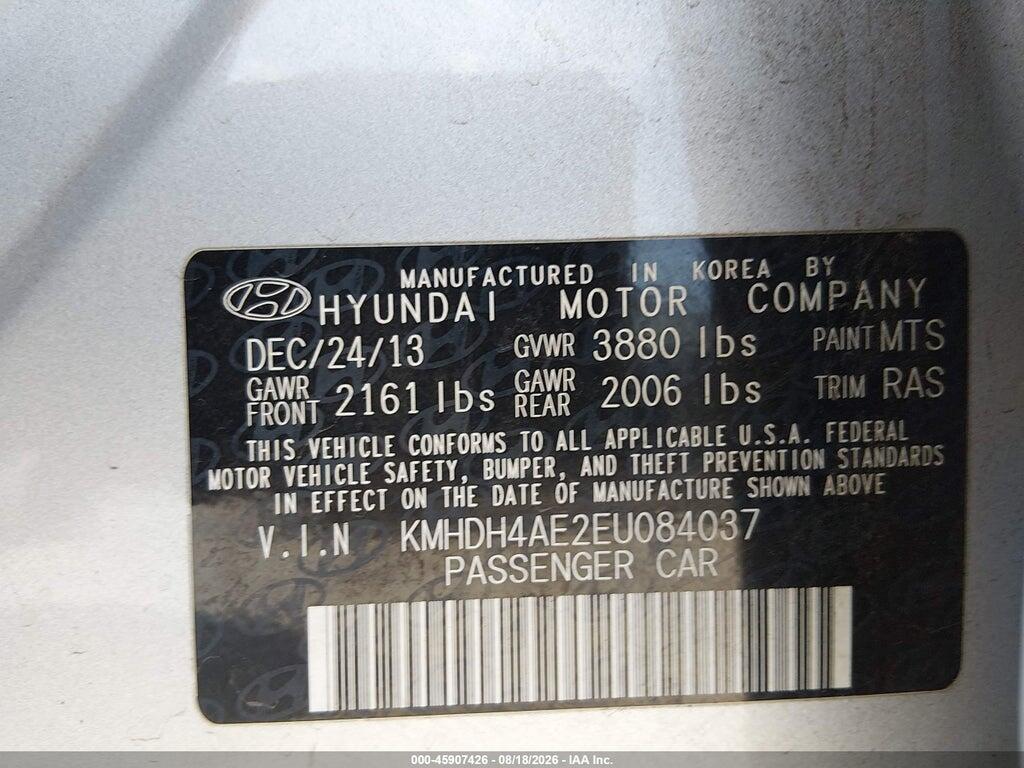 KMHDH4AE2EU084037 2014 HYUNDAI ELANTRA photo no. 9