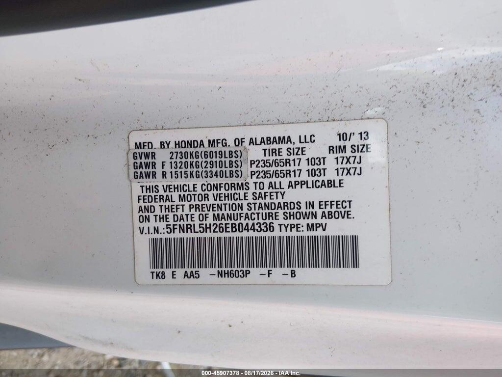 5FNRL5H26EB044336 2014 HONDA ODYSSEY photo no. 9