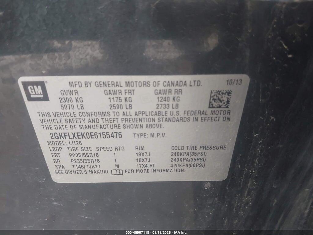 2GKFLXEK0E6155476 2014 GMC TERRAIN photo no. 9