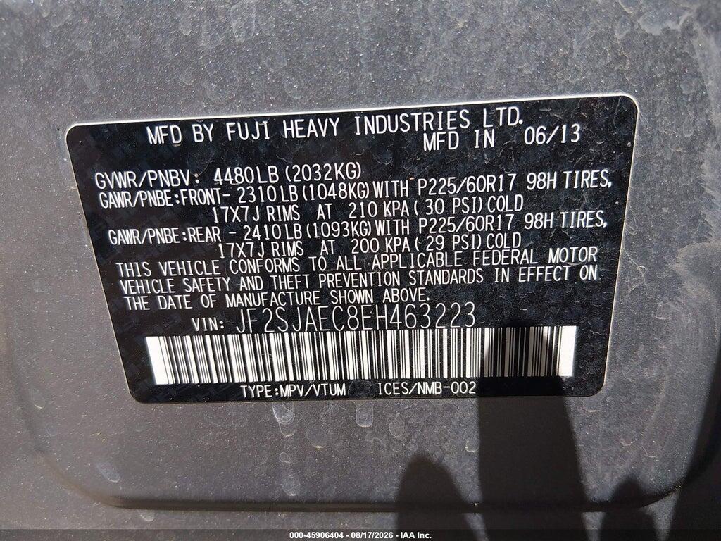 JF2SJAEC8EH463223 2014 SUBARU FORESTER photo no. 9
