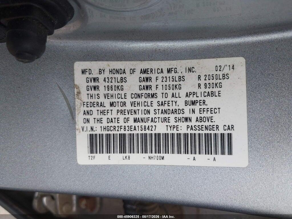1HGCR2F83EA158427 2014 HONDA ACCORD photo no. 9