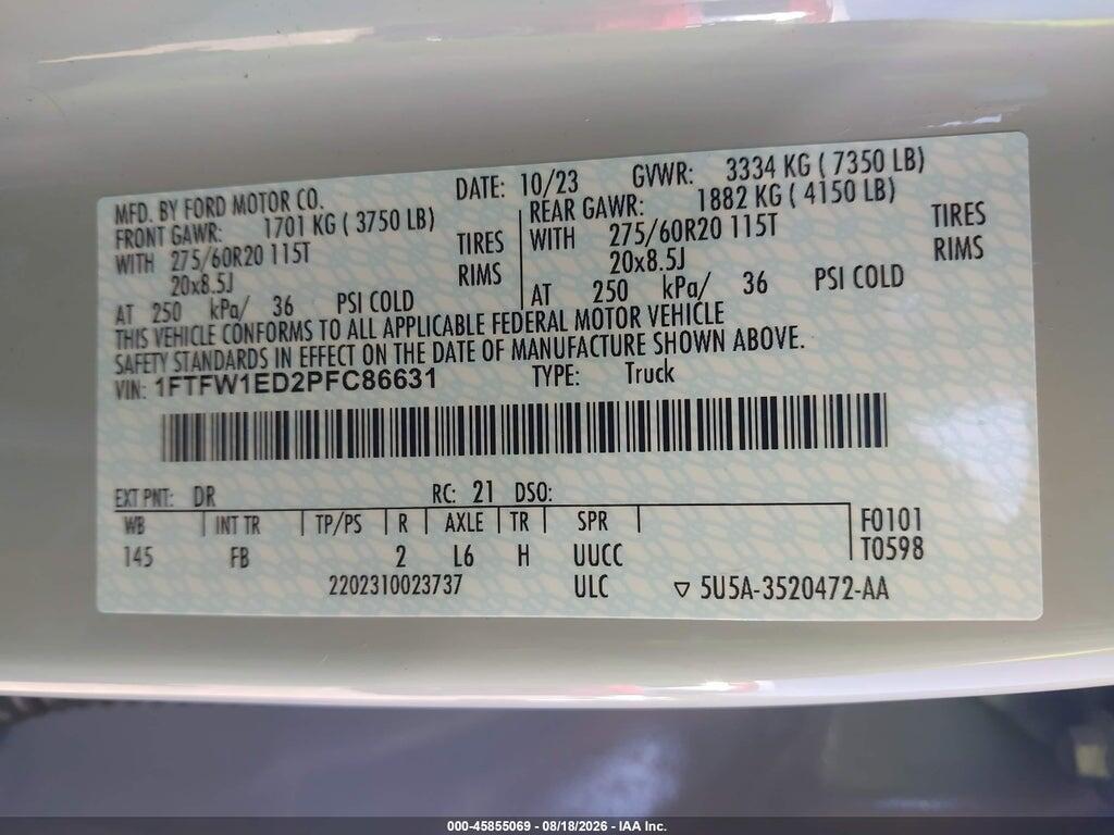 1FTFW1ED2PFC86631 2023 FORD F-150 photo no. 9