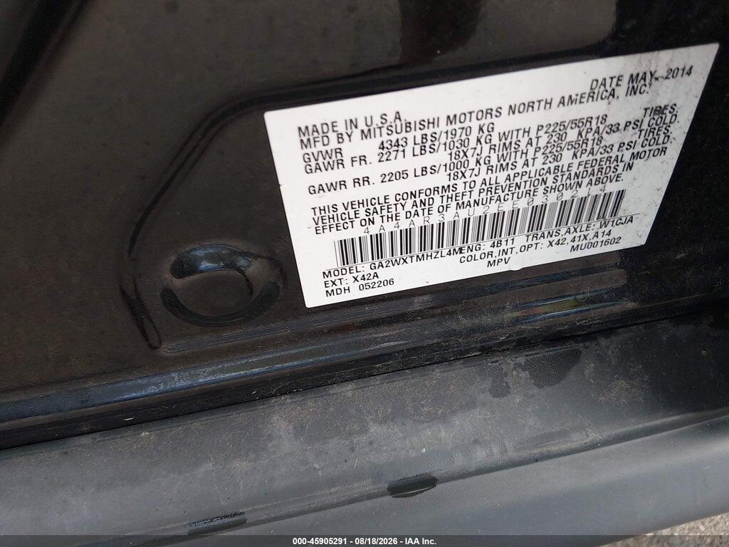 4A4AR3AU2EE030214 2014 MITSUBISHI OUTLANDER SPORT photo no. 9