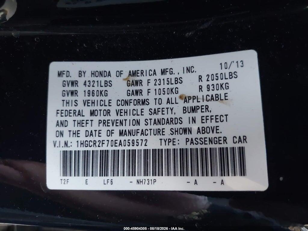 1HGCR2F70EA059572 2014 HONDA ACCORD photo no. 9