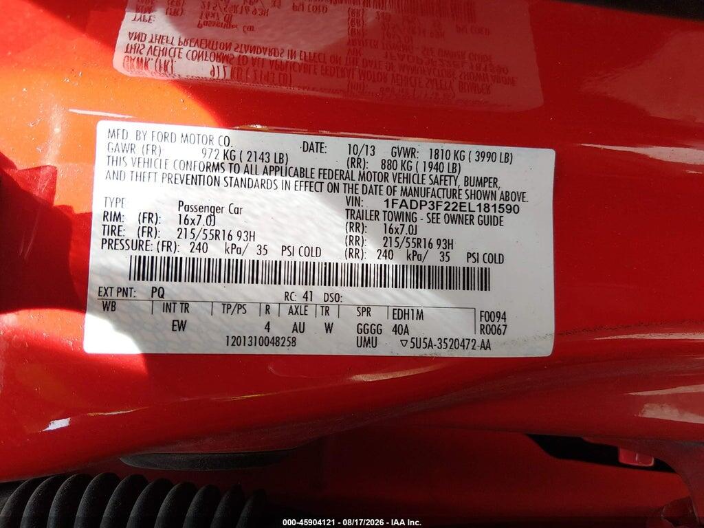 1FADP3F22EL181590 2014 FORD FOCUS photo no. 9