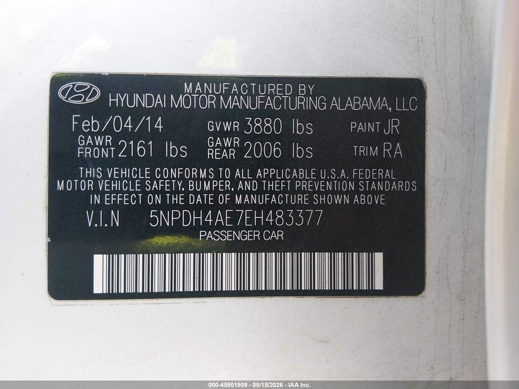 5NPDH4AE7EH483377 2014 HYUNDAI ELANTRA photo no. 9
