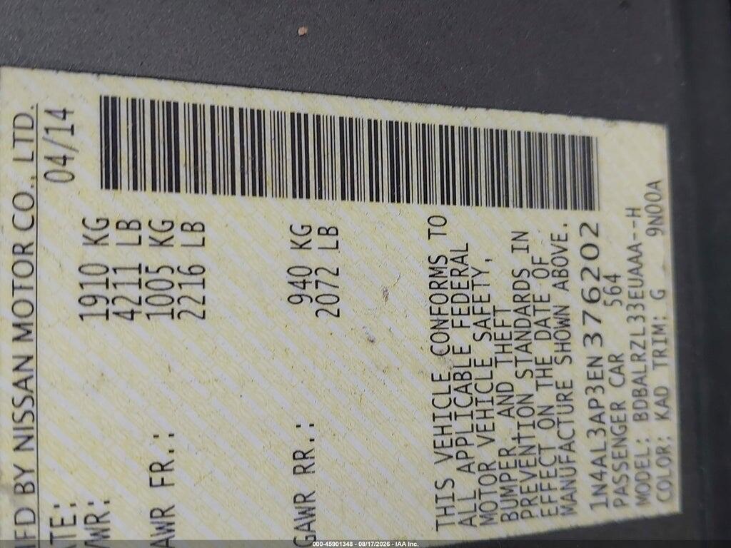 1N4AL3AP3EN376202 2014 NISSAN ALTIMA photo no. 9