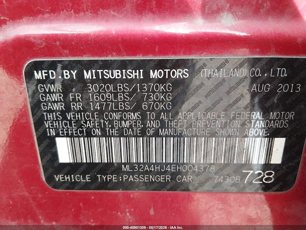 ML32A4HJ4EH004378 2014 MITSUBISHI MIRAGE photo no. 9