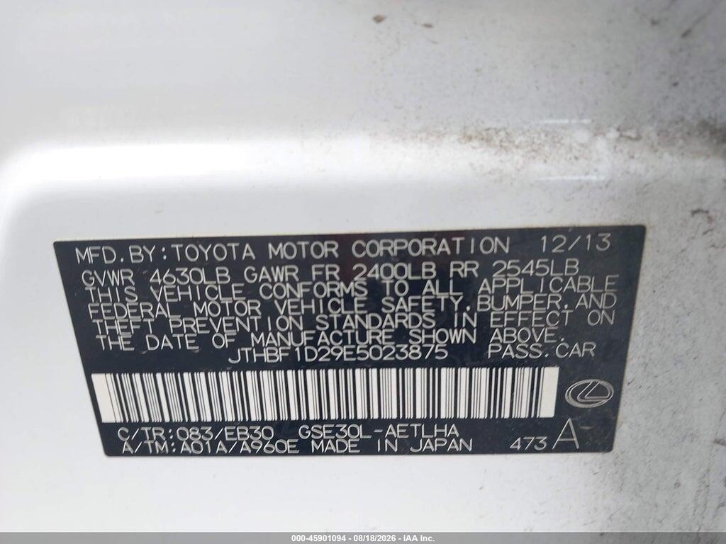 JTHBF1D29E5023875 2014 LEXUS IS 250 photo no. 9