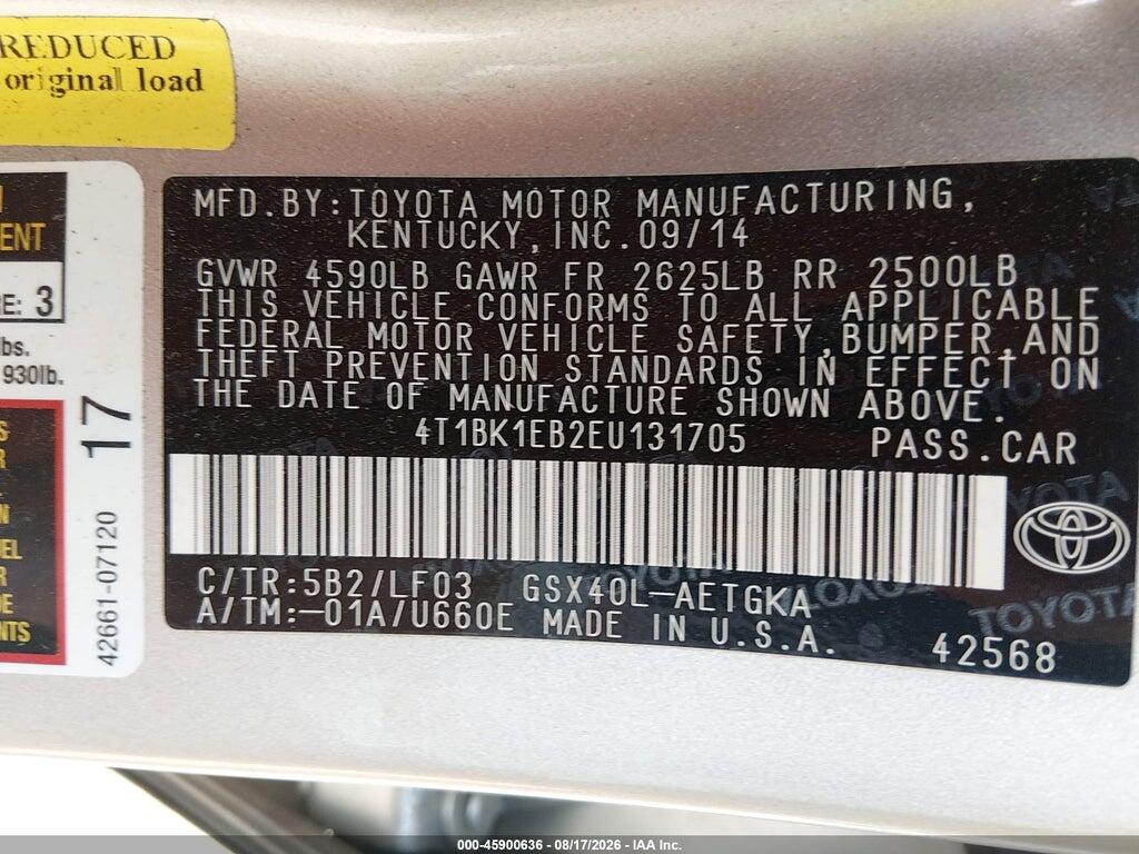 4T1BK1EB2EU131705 2014 TOYOTA AVALON photo no. 9
